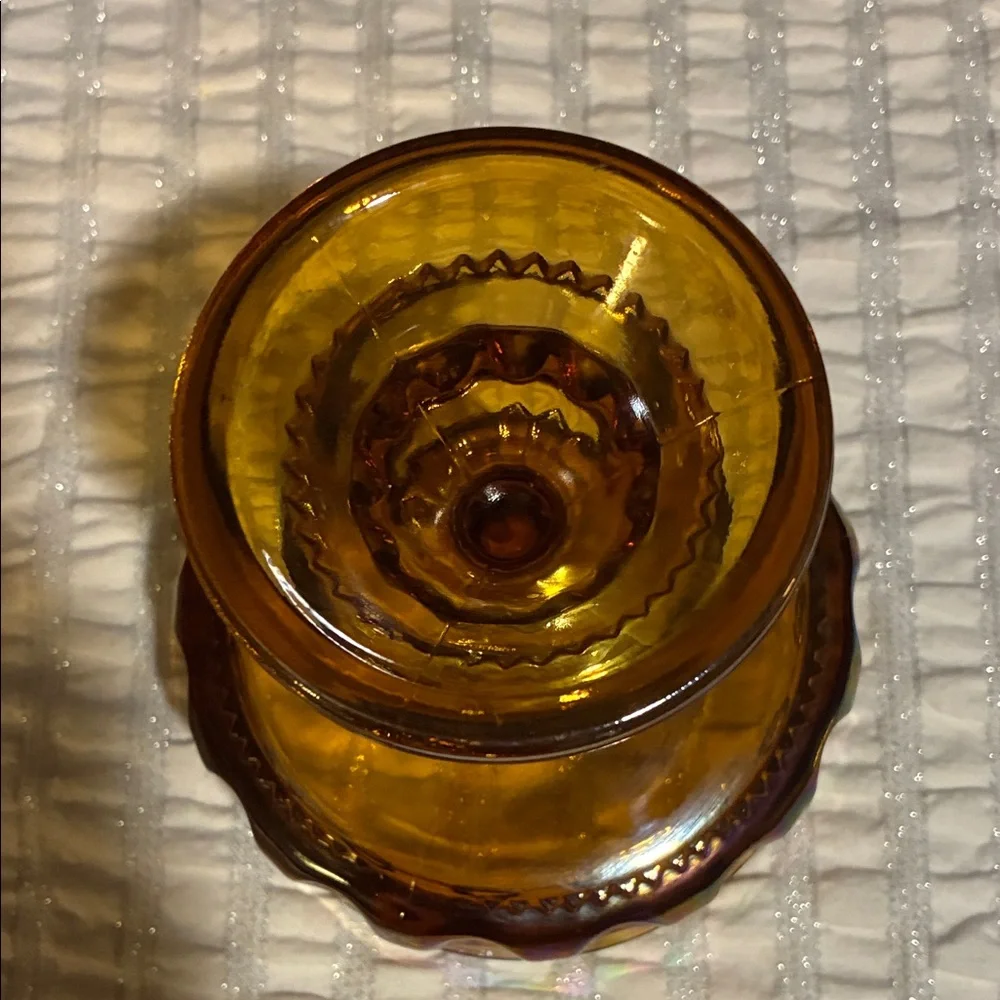 Amber Carnival Glass Compote Dish - Picture 5 of 7